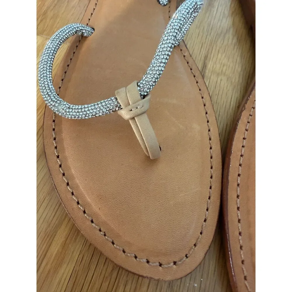 SCHUTZ Glam Kittie Crystal Caramel Ankle‑Wrap Sandals Size 5.5 NWOB